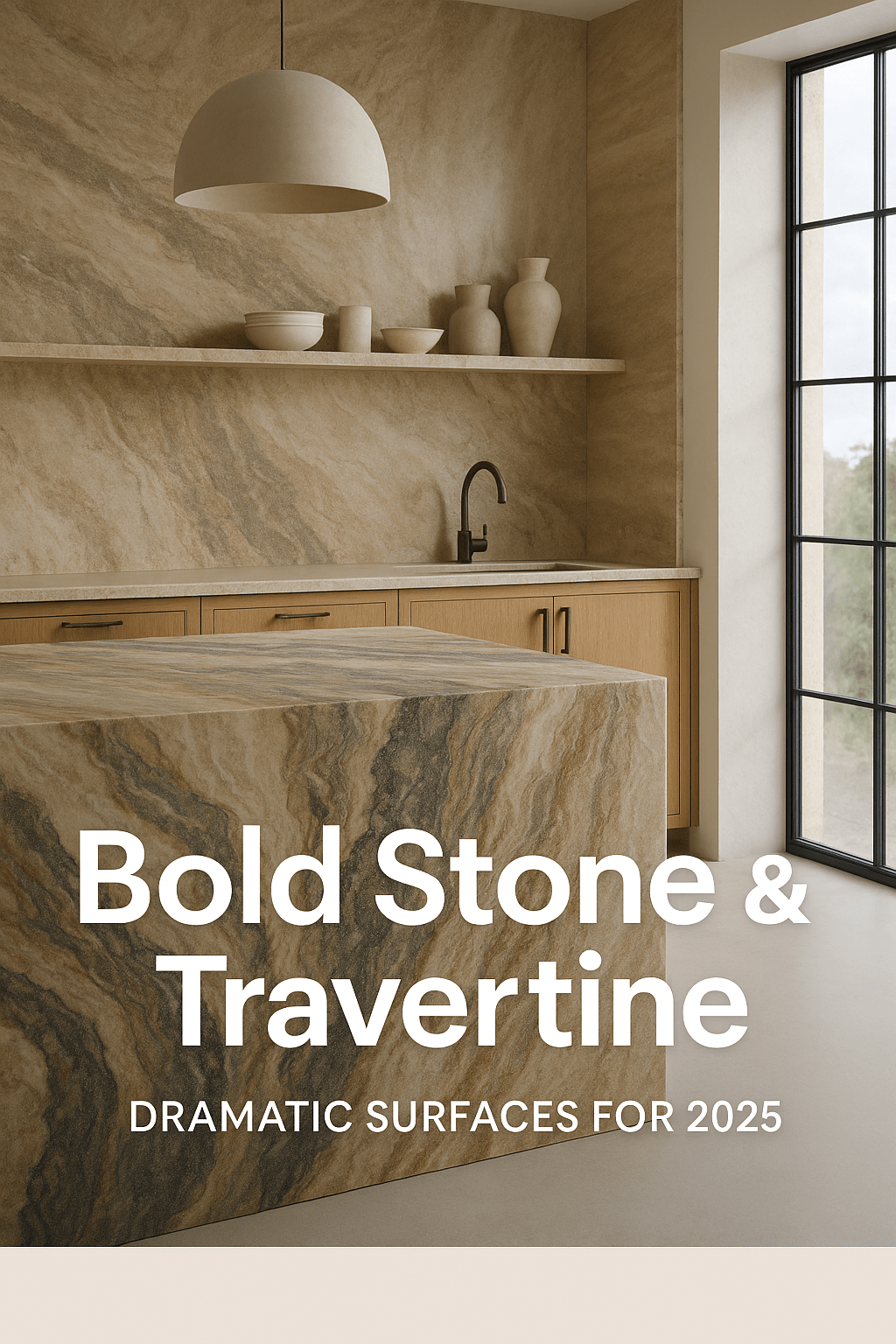 Bold Stone & Travertine: Dramatic Surfaces for 2025 - The Painted Kitchen Company Ltd