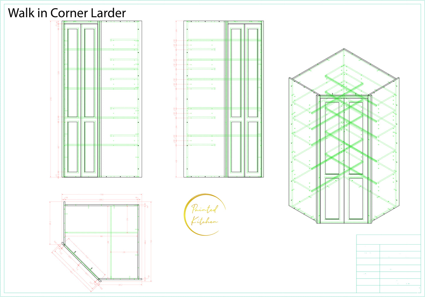 TL WALK IN 1100 - 1100mm x 1100mm Wide Tall double door Walk in Larder