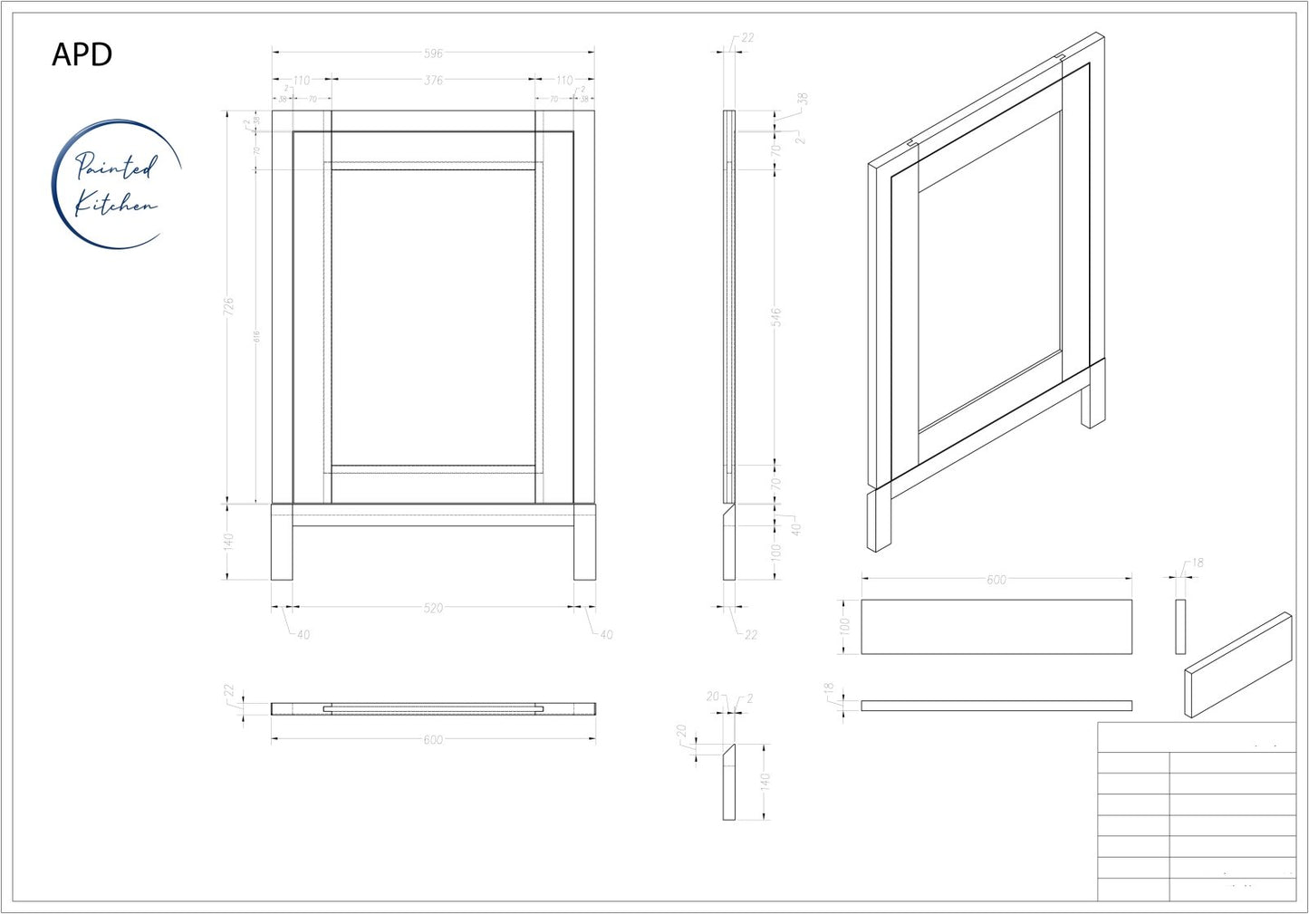 APD - 600mm Appliance Door - The Painted Kitchen Company Ltd