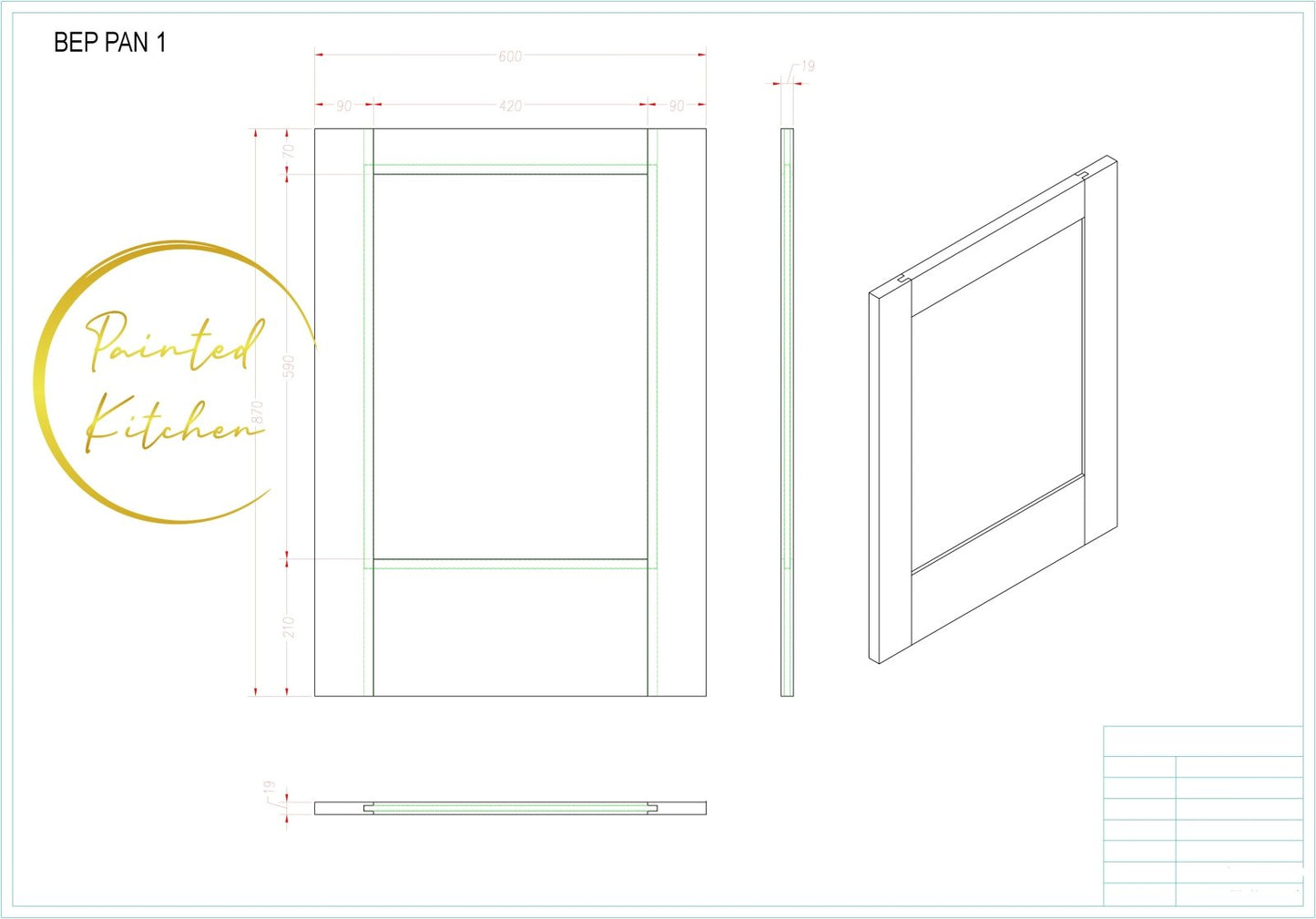 BEP PAN 1 - Single Panelled Base side panel - The Painted Kitchen Company Ltd