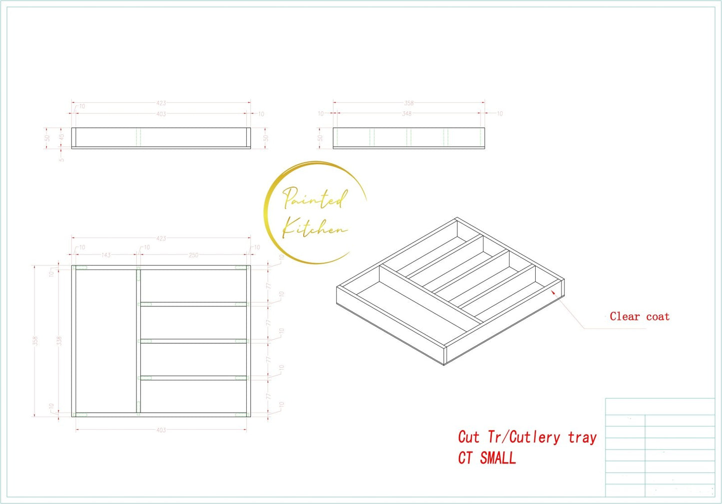 CT 1 - Cutlery tray for Drawers - The Painted Kitchen Company Ltd