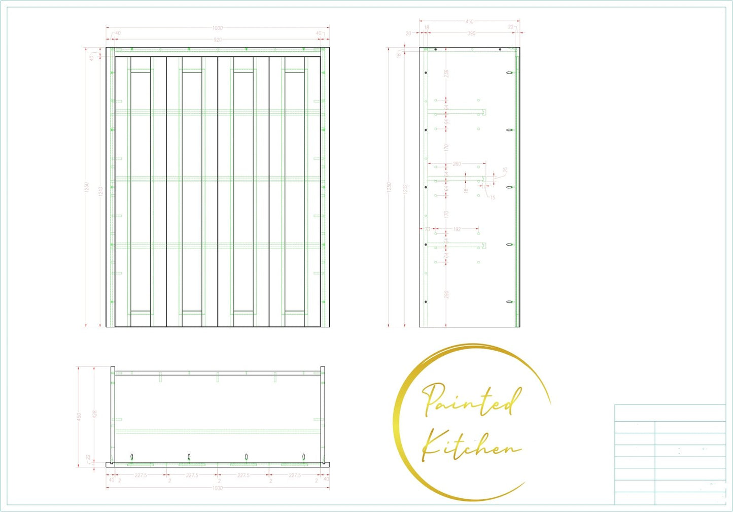 D2 1000 BIFOLD - 1000mm Bifold door dresser top - The Painted Kitchen Company Ltd