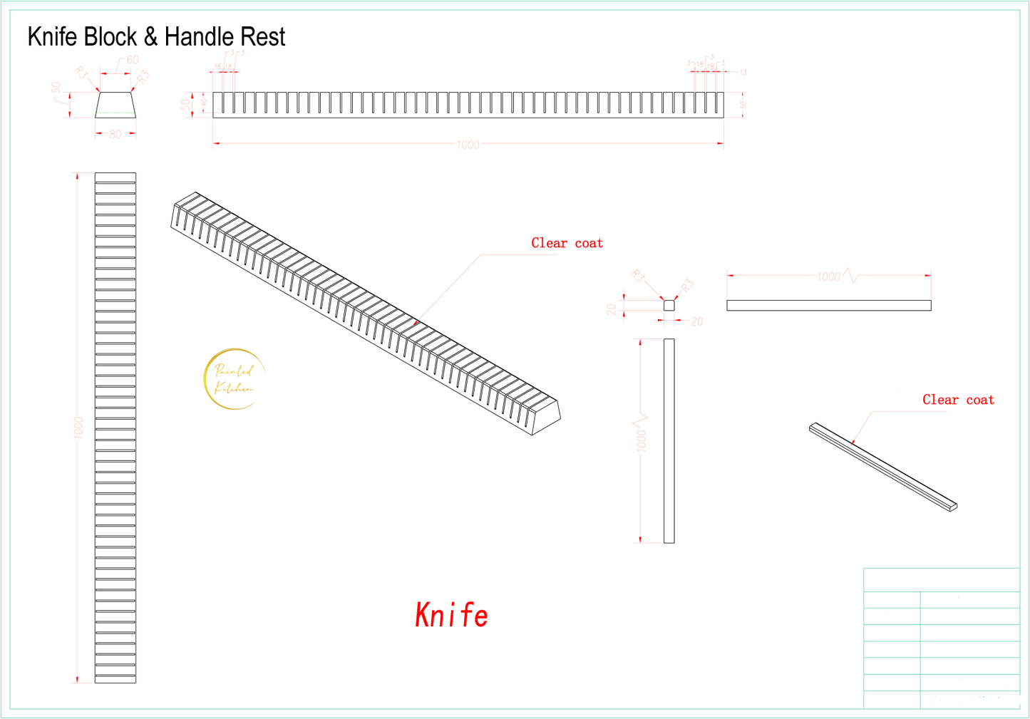 KNIFE BL - Drawer Knife Block - The Painted Kitchen Company Ltd