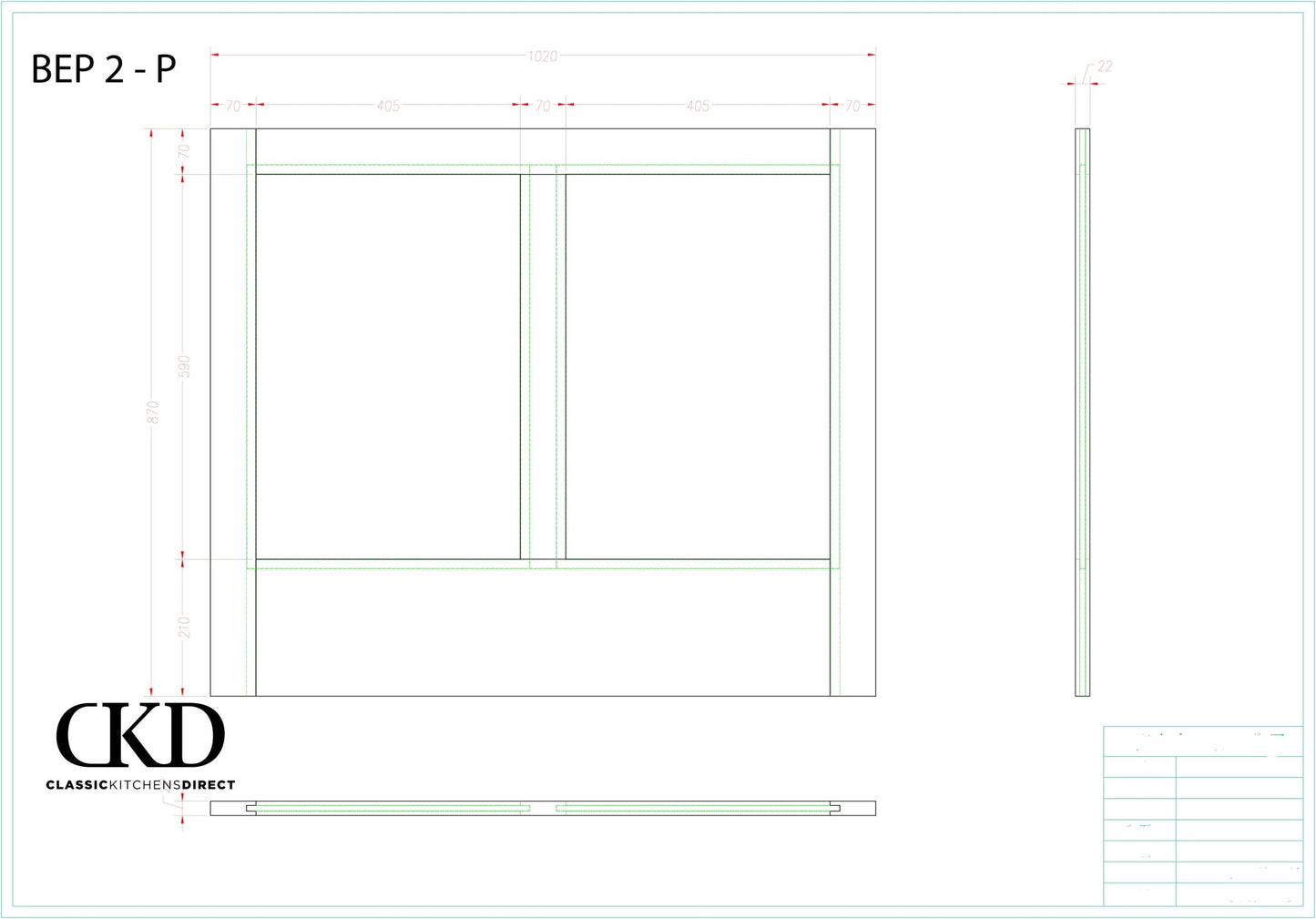 BEP 2 P - Double Panelled Side Panel - Classic Kitchens Direct