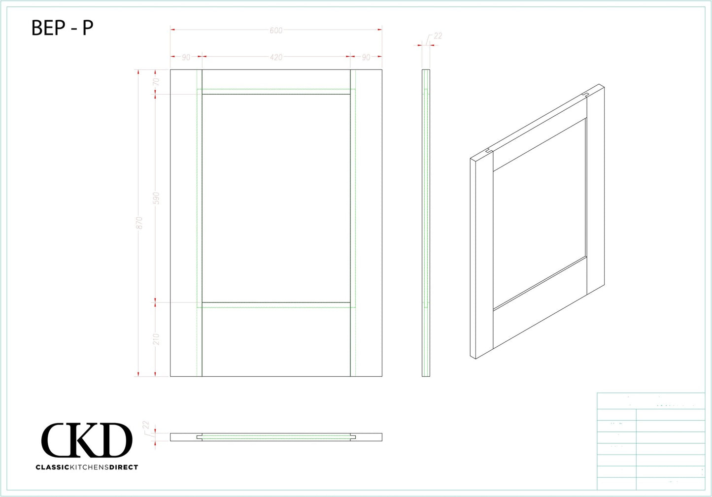 BEP P - Single Panelled Base side panel - Classic Kitchens Direct