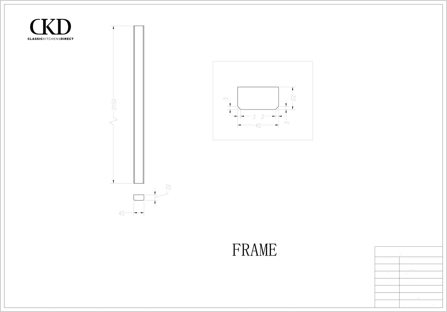 FRAME - Tall plain piece of frame - Classic Kitchens Direct