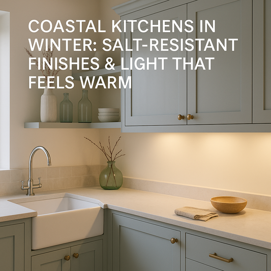 Coastal Kitchens in Winter: Salt-Resistant Finishes & Light That Feels Warm