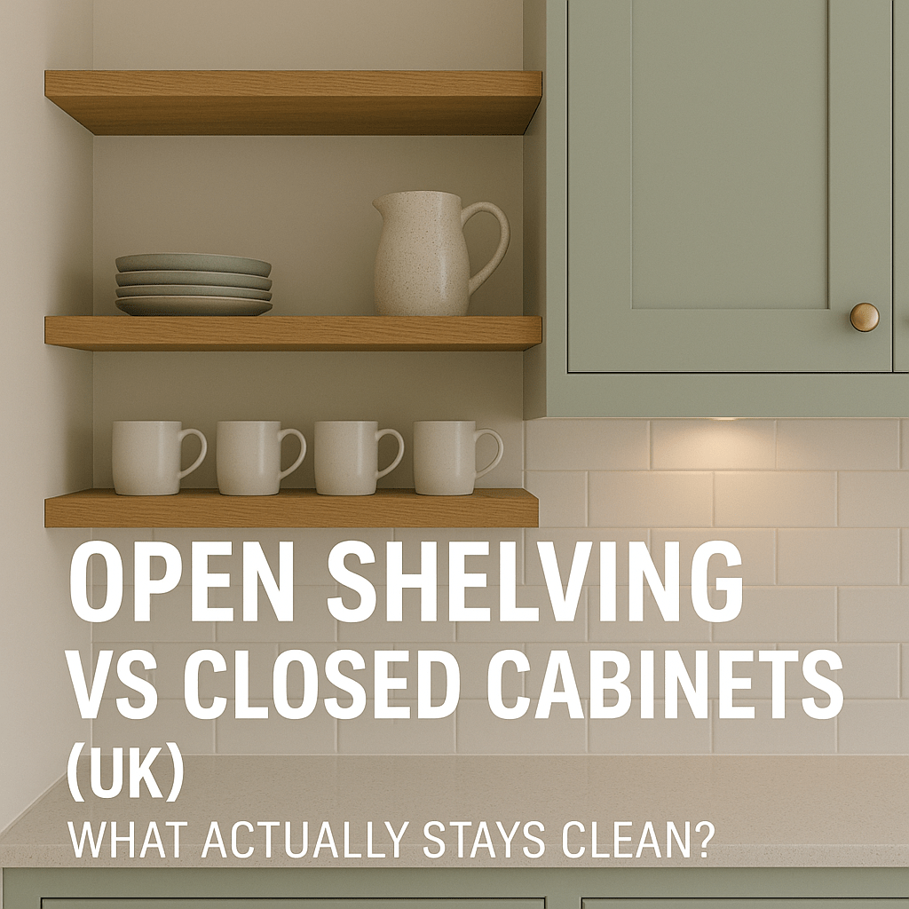 Open Shelving vs Closed Cabinets (UK): What Actually Stays Clean? - The Painted Kitchen Company Ltd