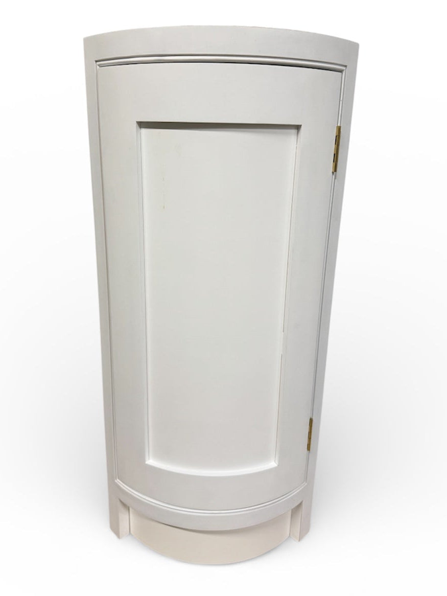 white Curved base unit on a white background