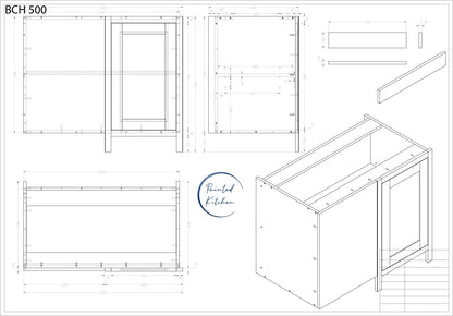 BCH 500 - Blind corner with 500mm door and frame - The Painted Kitchen Company Ltd