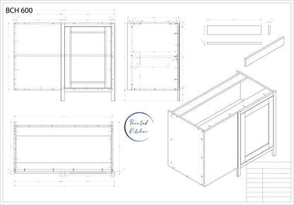 BCH 600 - Blind corner with 600mm door and frame - low stock - bespoke - The Painted Kitchen Company Ltd