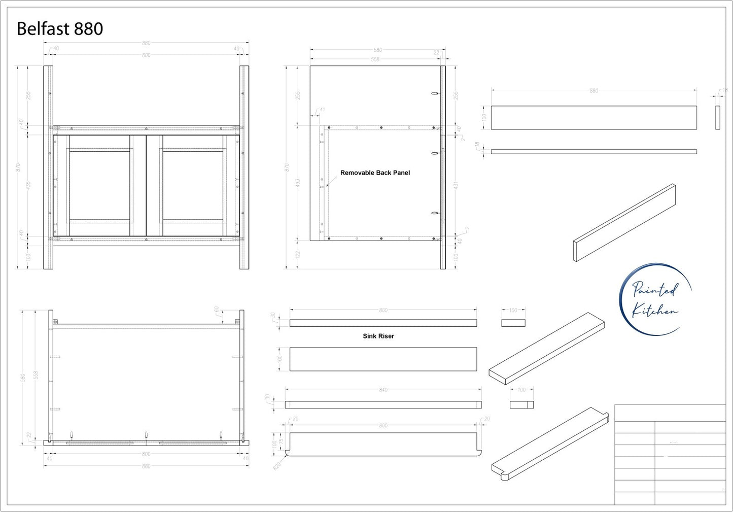 BELFAST 2 - Double Belfast Sink Base - The Painted Kitchen Company Ltd