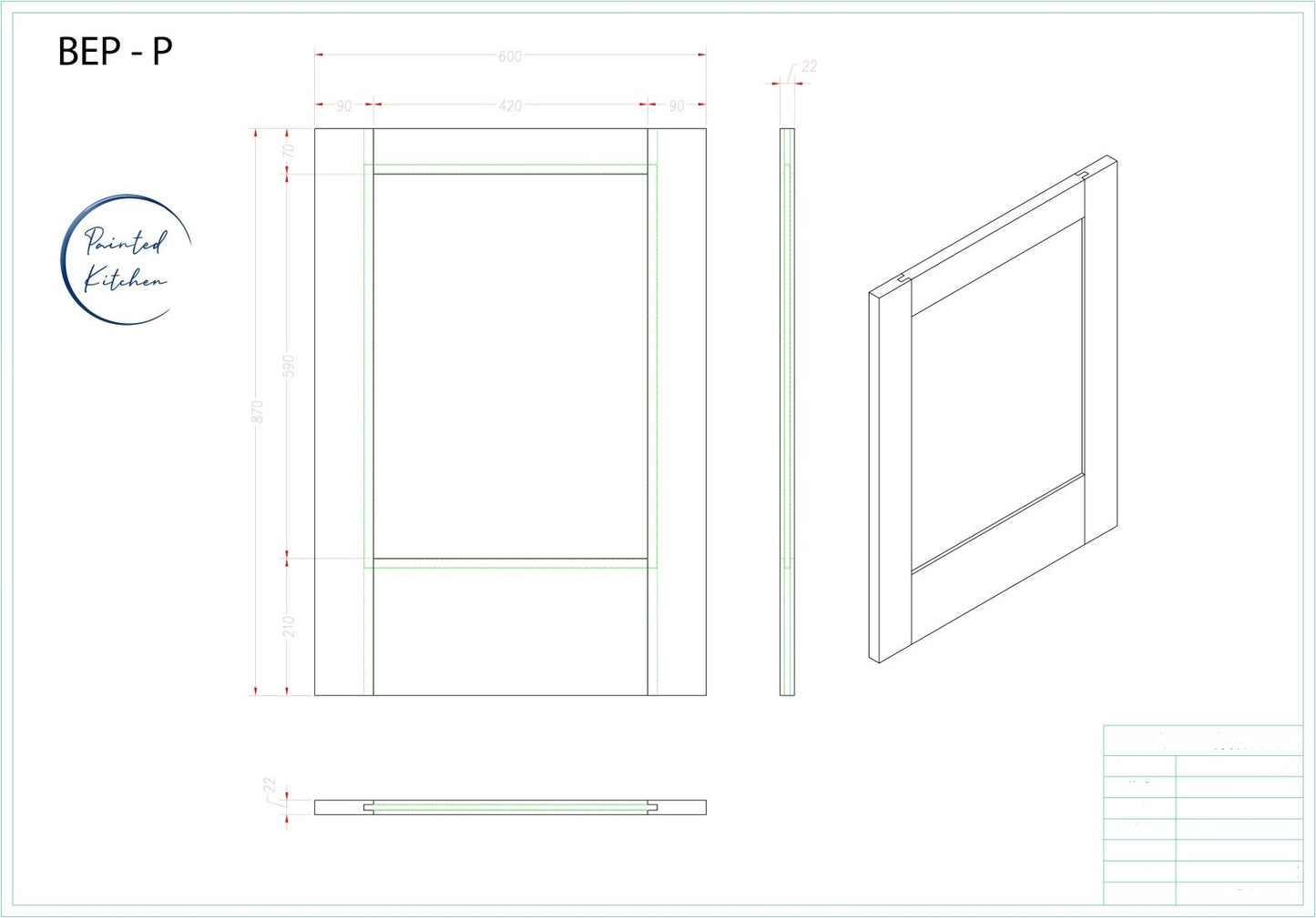 BEP P - Single Panelled Base side panel - The Painted Kitchen Company Ltd