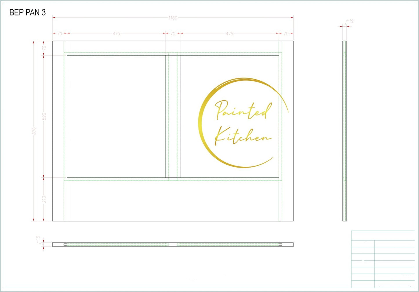 BEP PAN 3 - Double Panelled Side Panel - The Painted Kitchen Company Ltd