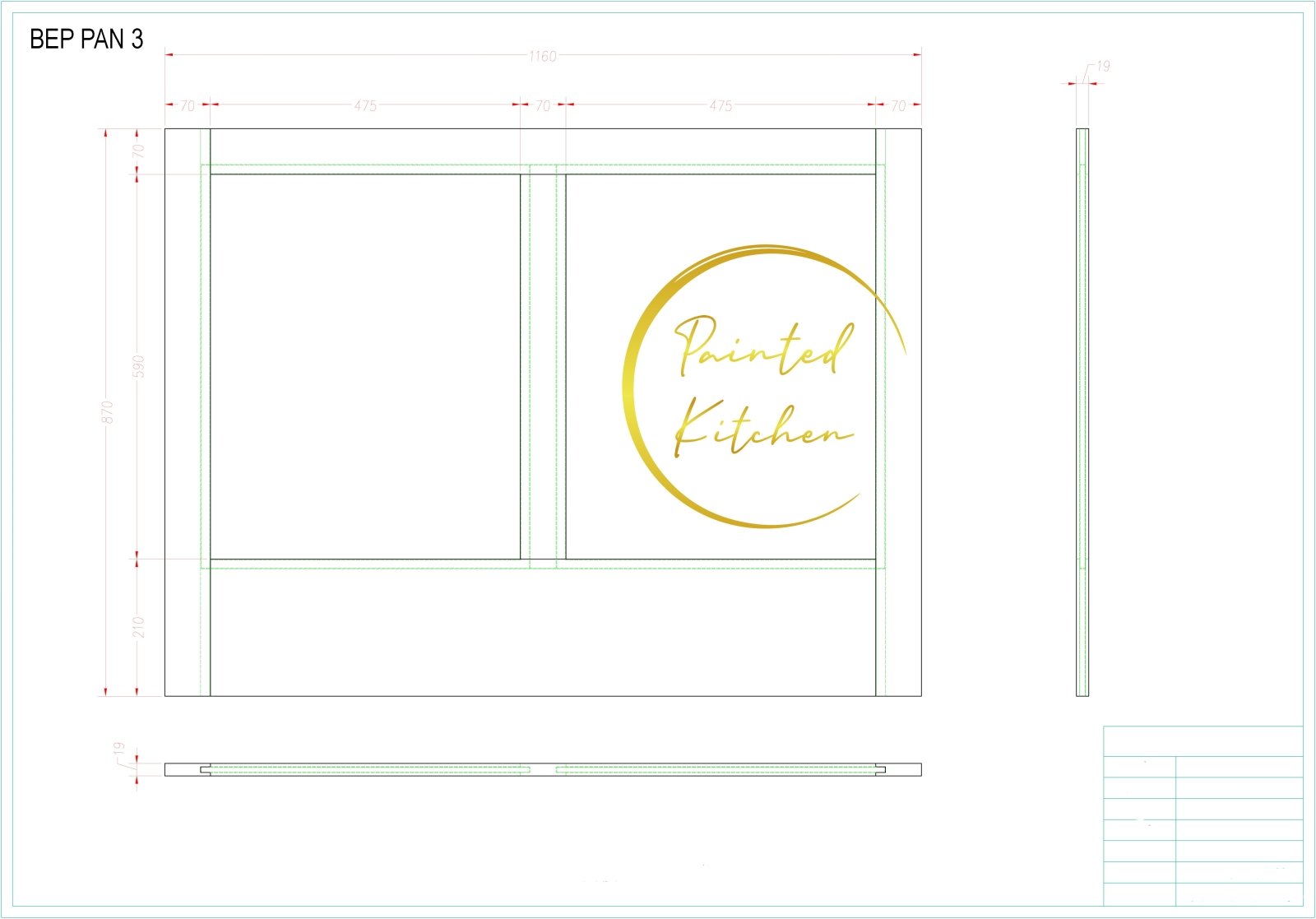 BEP PAN 3 - Double Panelled Side Panel - The Painted Kitchen Company Ltd