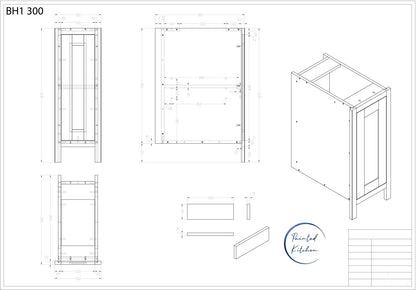 BH 300 - 300mm Highline single door base unit - The Painted Kitchen Company Ltd