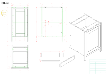 BH 450 - 450mm Highline single door base unit - The Painted Kitchen Company Ltd