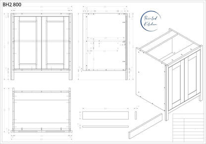 BH 800 - 800mm Highline double door base unit - The Painted Kitchen Company Ltd
