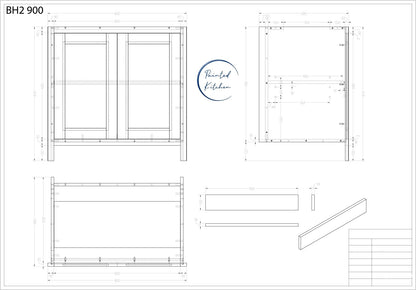 BH 900 - 900mm Highline double door base unit - The Painted Kitchen Company Ltd