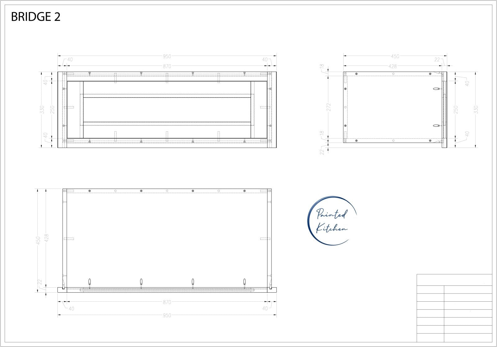 BRIDGE 1000 - 1000mm Wide Bridge unit for top of Freestanding Fridge Freezer - The Painted Kitchen Company Ltd