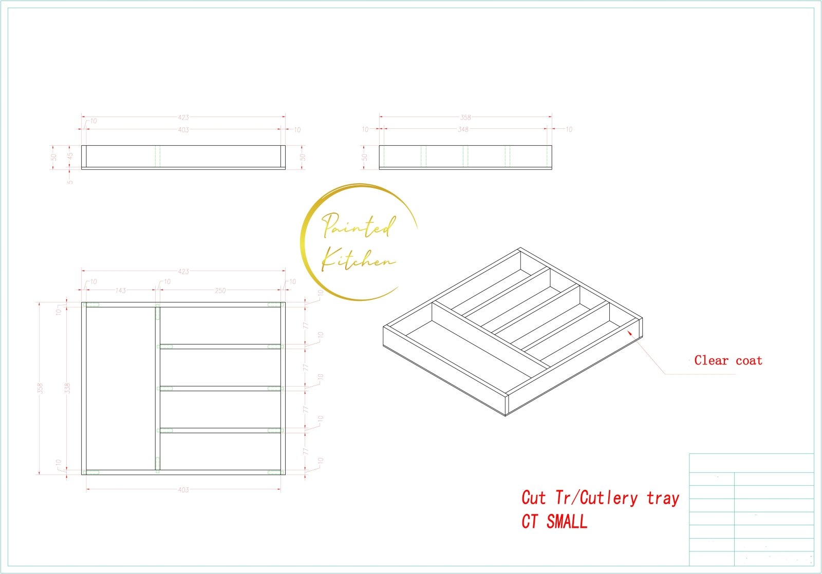CT 1 - Cutlery tray for Drawers - The Painted Kitchen Company Ltd