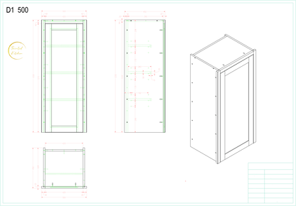 D1 500 - 500mm Wide Single door dresser top - Solid Or Glazed Doors available - Price will Vary - The Painted Kitchen Company Ltd