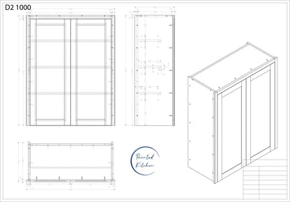 D2 1000 - 1000mm Double door dresser top - Solid or Glazed doors - BESPOKE - NO STANDARD STOCK - The Painted Kitchen Company Ltd