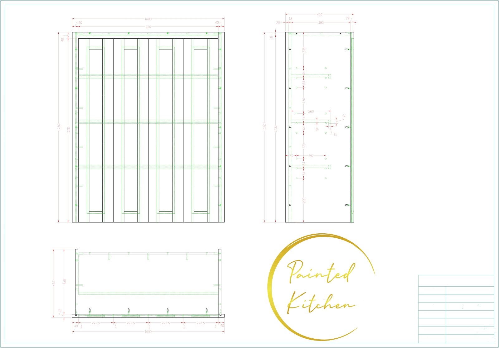 D2 1000 BIFOLD - 1000mm Bifold door dresser top - The Painted Kitchen Company Ltd
