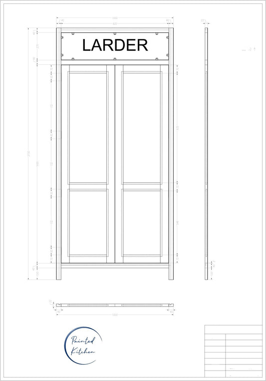 Engraved TL 1000 - 1000mm Wide Tall double door Larder with Engraving - The Painted Kitchen Company Ltd