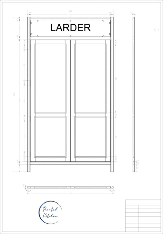 Engraved TL 1200 - 1200mm Wide Tall double door Larder with Engraving - The Painted Kitchen Company Ltd