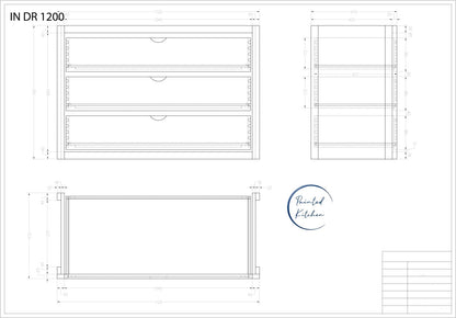 LI 1200 - Set of 3 Internal drawers for a 1200 larder - The Painted Kitchen Company Ltd