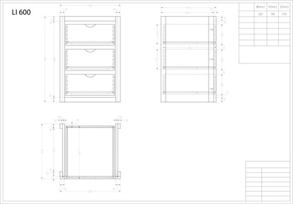 LI 600 - Set of 3 Internal drawers for a 600 larder - The Painted Kitchen Company Ltd