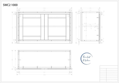 SWC 1000 - 1000mm wide Short Double door Wall cabinet - The Painted Kitchen Company Ltd