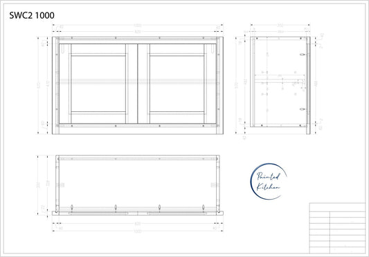 SWC 1000 - 1000mm wide Short Double door Wall cabinet - The Painted Kitchen Company Ltd