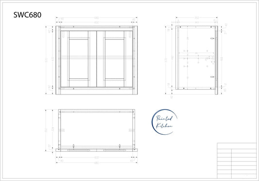 SWC 680 - 680mm Wide Short Double door Wall cabinet - The Painted Kitchen Company Ltd