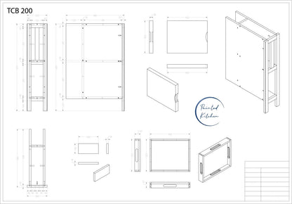 TCB 200 - 200mm Wide Tray and Chopping board space, 2 x Trays and 2 x Chopping boards included - The Painted Kitchen Company Ltd