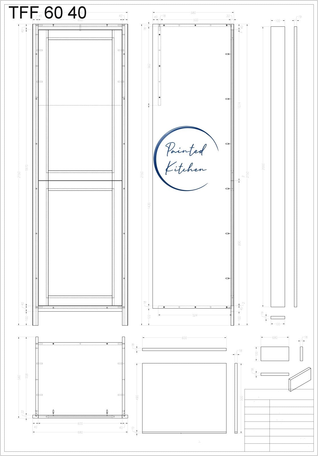 TFF 50/50 - 680mm Wide Tall double door Fridge or Freezer housing - The Painted Kitchen Company Ltd