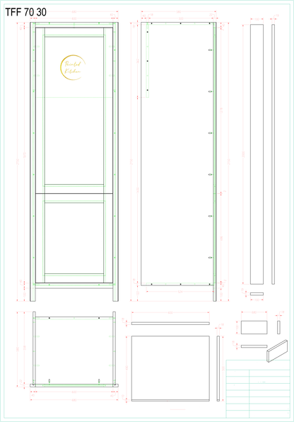 TFF 70/30 - 680mm Wide Tall double door Fridge or Freezer housing - The Painted Kitchen Company Ltd