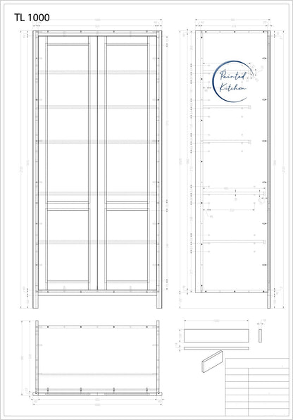 TL 1000 - 1000mm Wide Tall double door Larder - The Painted Kitchen Company Ltd