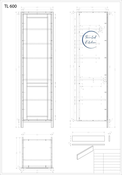 TL 600 - 600mm Wide Tall single door larder Unit - The Painted Kitchen Company Ltd