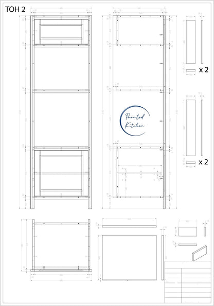 TOH 2 - 680mm Wide Tall Oven housing with single aperture for a 600mm oven & a second for 460mm Oven - The Painted Kitchen Company Ltd
