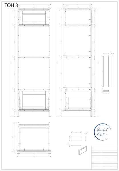 TOH 3 - 680mm Wide Tall Oven housing with two apertures for 600mm ovens - The Painted Kitchen Company Ltd