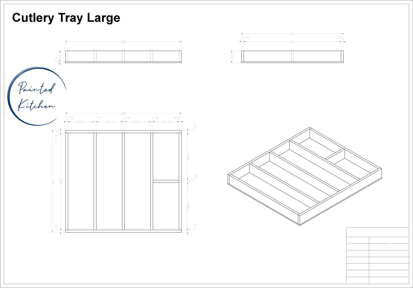 UT 1 - Utensil tray for Drawers - The Painted Kitchen Company Ltd