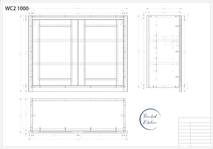 WC 1000 - 1000mm Wide Double door Wall cabinet - BESPOKE - No Stock - The Painted Kitchen Company Ltd