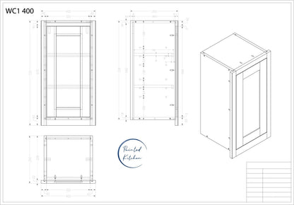WC 400 - 400mm Wide Single door Wall Cabinet - The Painted Kitchen Company Ltd