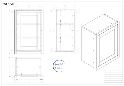 WC 500 - 500mm Single door Wall Cabinet - The Painted Kitchen Company Ltd