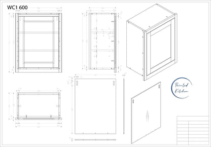 WC 600 - 600mm Single door Wall Cabinet - The Painted Kitchen Company Ltd