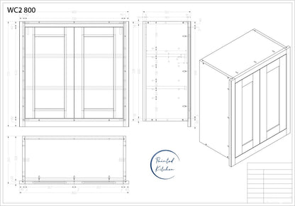 WC 800 - 800mm Wide Double door Wall cabinet - The Painted Kitchen Company Ltd