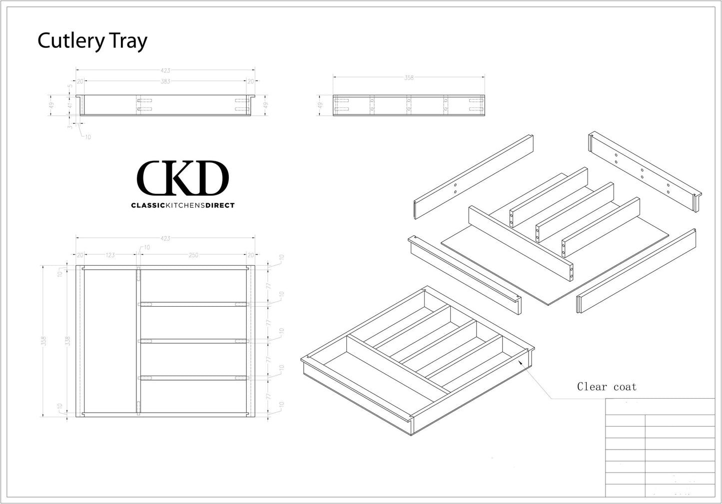 CT 1 - Cutlery tray for Drawers - Classic Kitchens Direct
