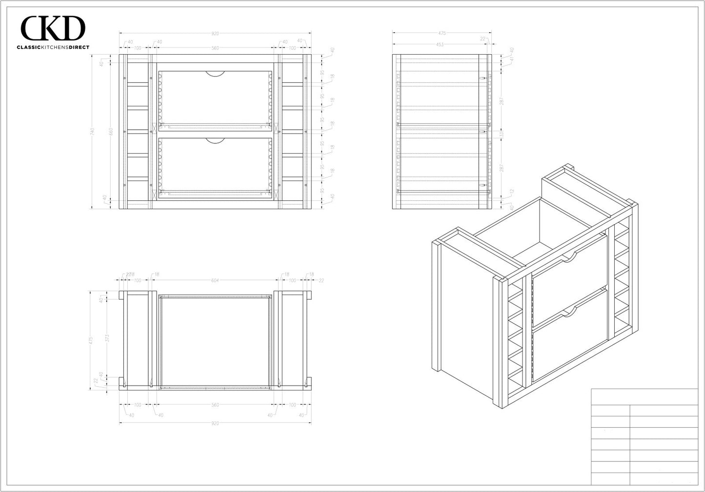 LI 1000 WR - Set of 2 Internal drawers & 2 wine racks for a 1000 larder - Classic Kitchens Direct